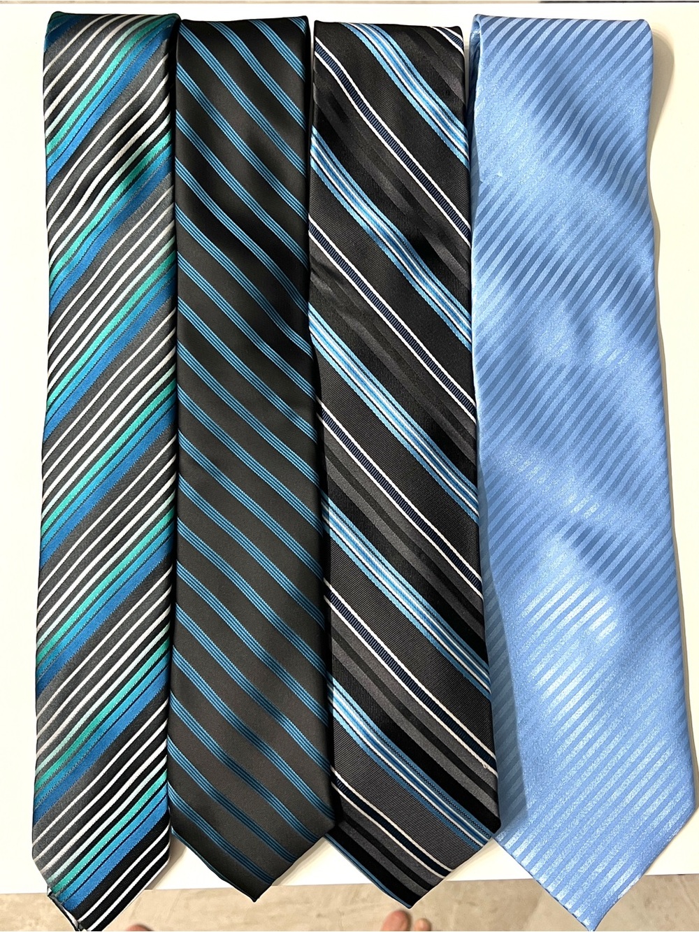 Men's Blue and Black Striped Necktie Set of 4